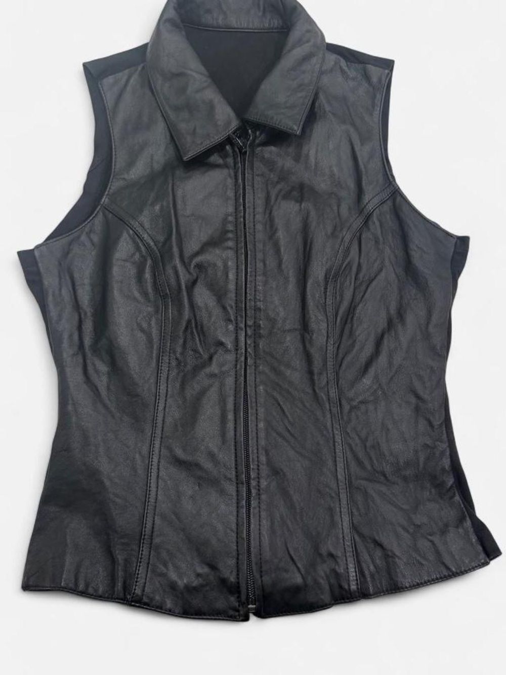 Wilsons Leather Black Sleeveless Zip-Front Leather Vest